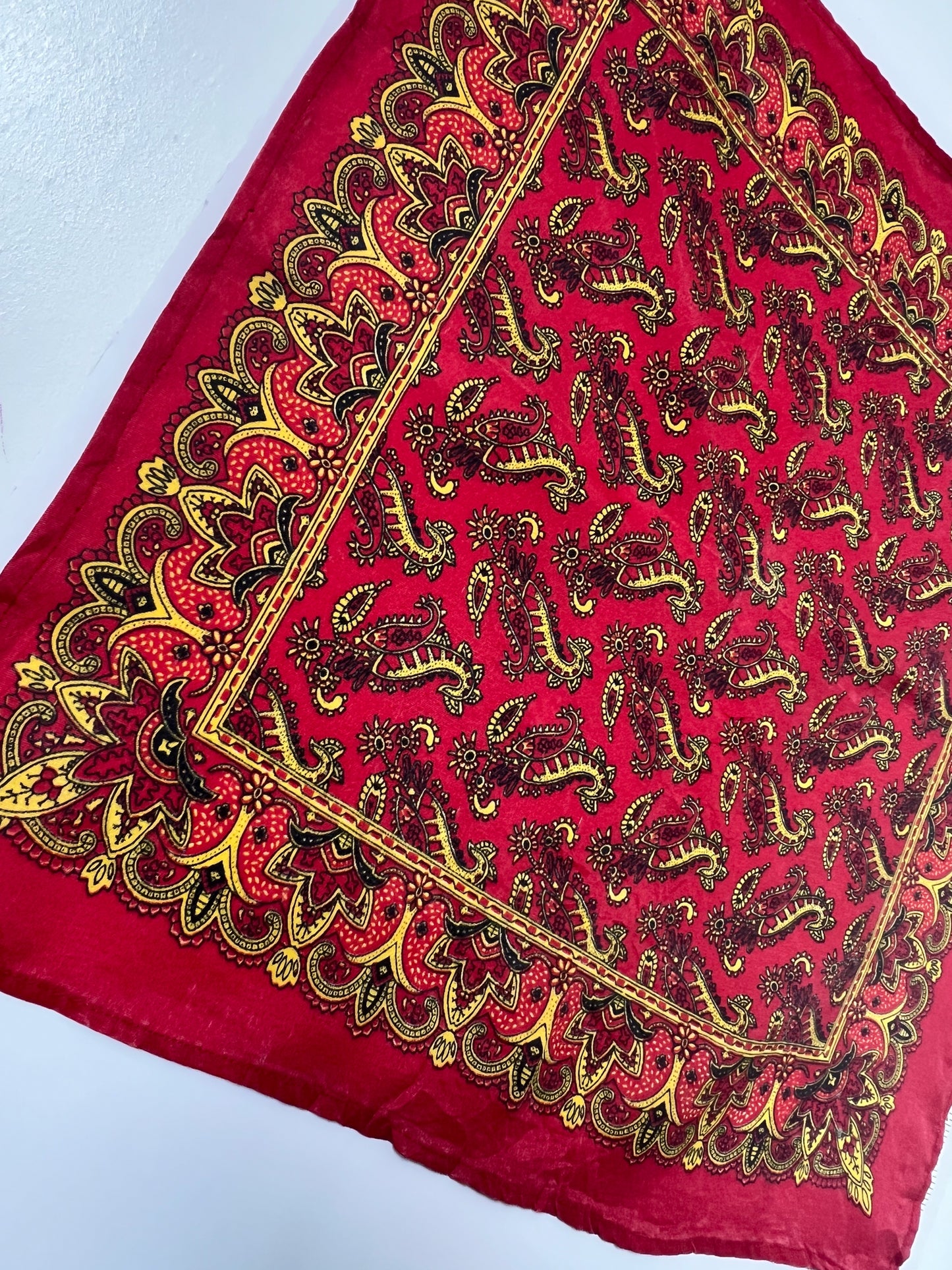 Mehndi Style Paisley Red & Yellow Bandana