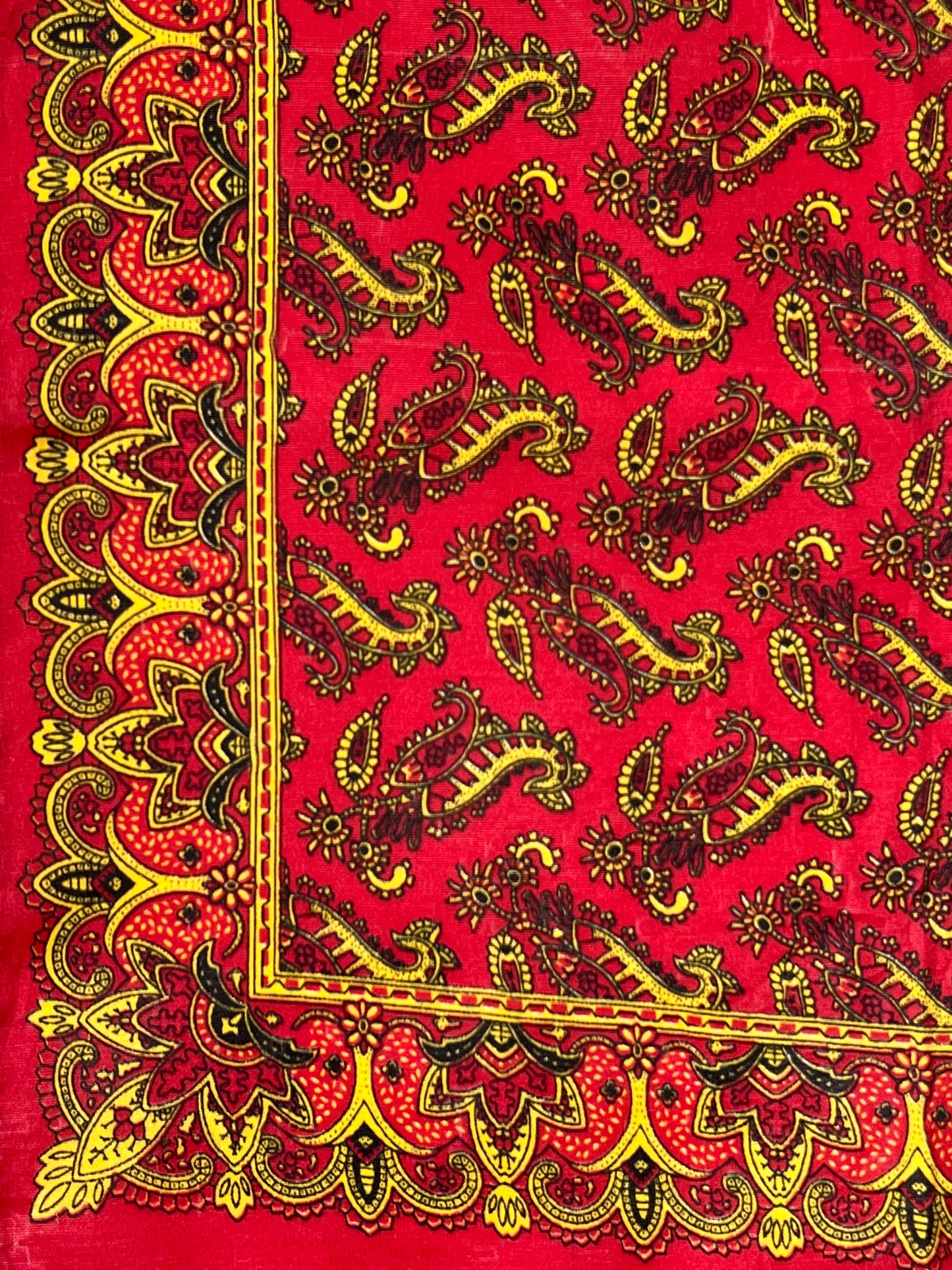 Mehndi Style Paisley Red & Yellow Bandana
