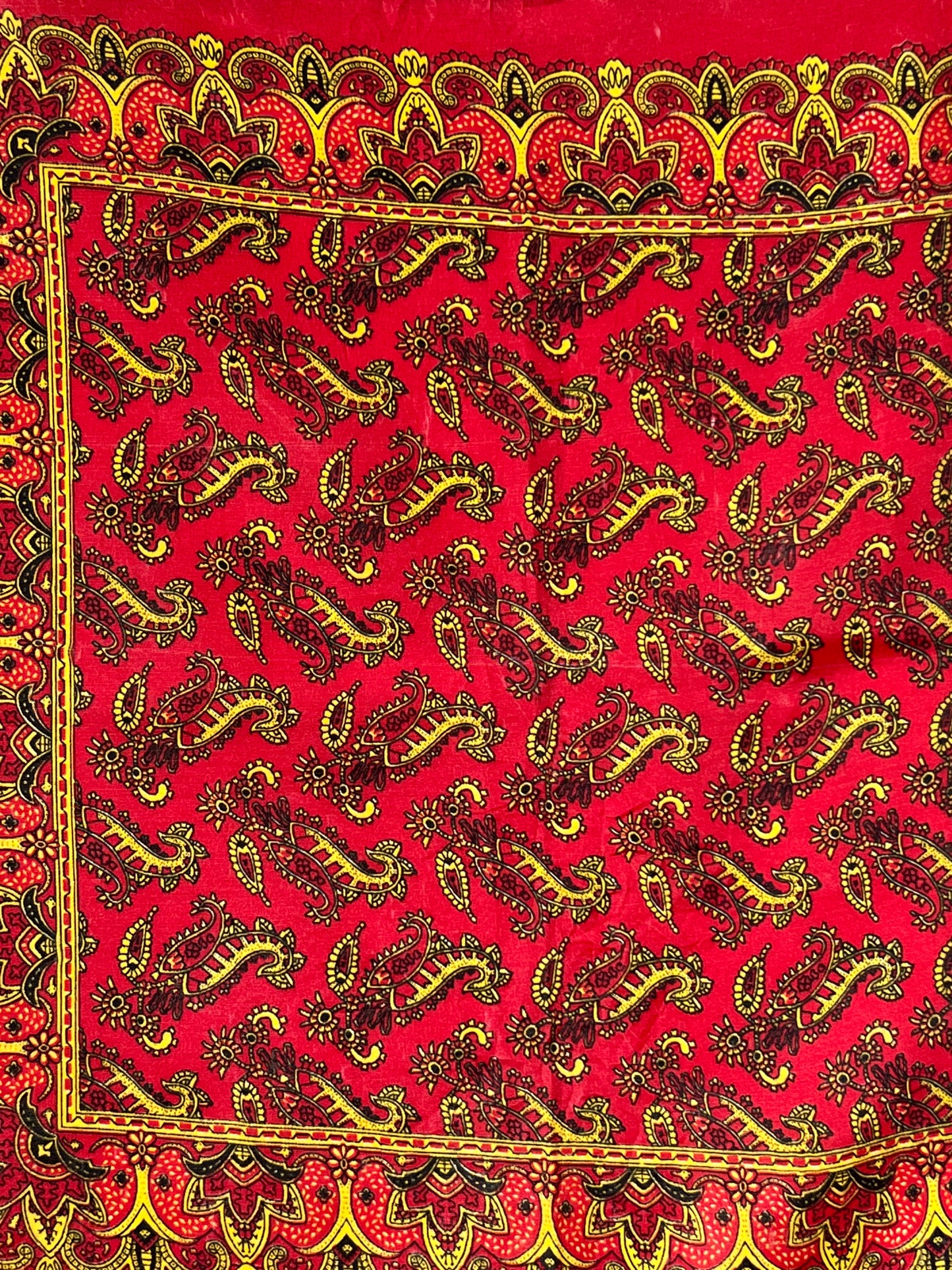 Mehndi Style Paisley Red & Yellow Bandana