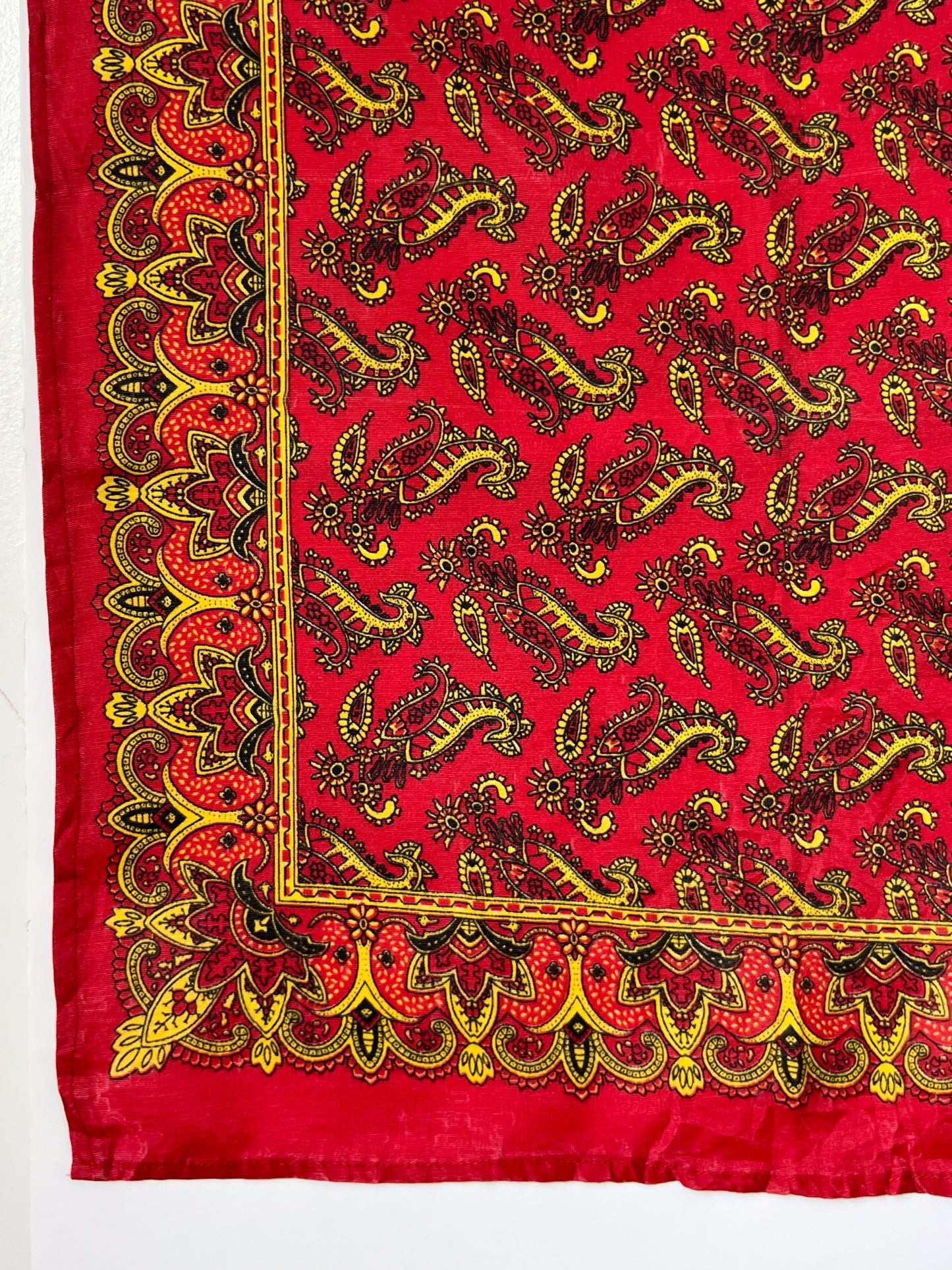Mehndi Style Paisley Red & Yellow Bandana