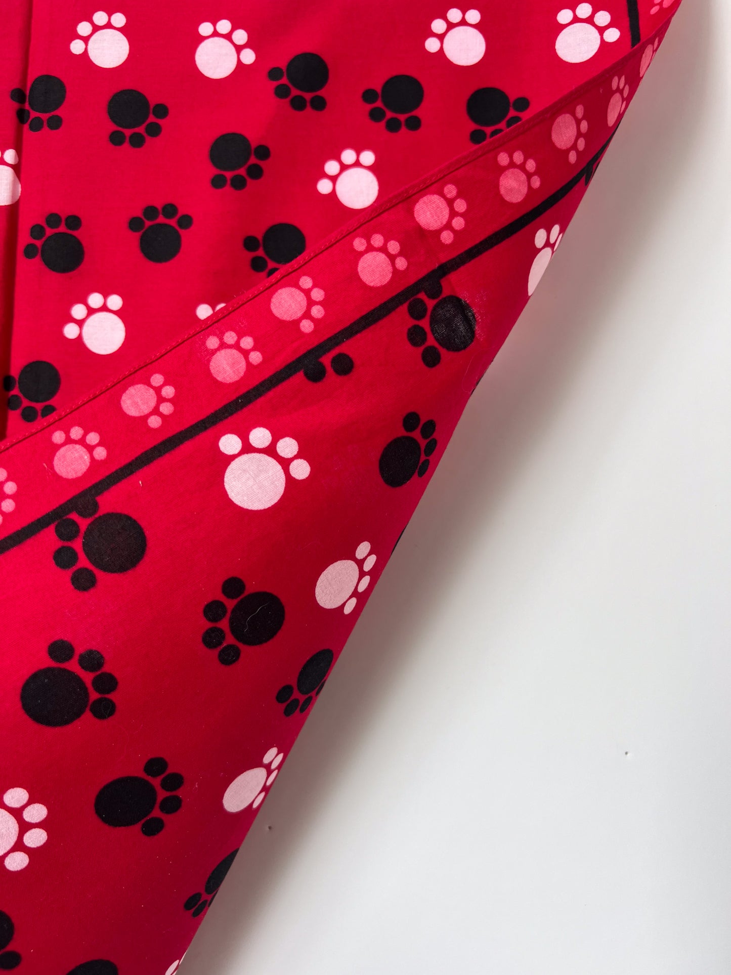 Paw Print Red, Black & White Bandana