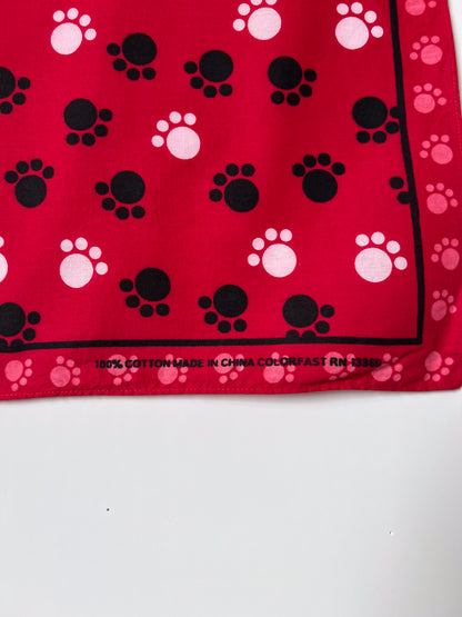 Paw Print Red, Black & White Bandana