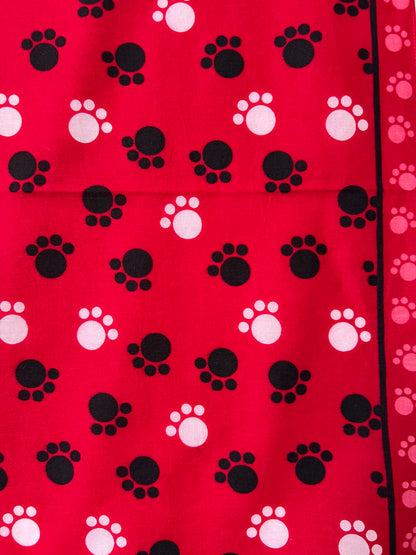 Paw Print Red, Black & White Bandana