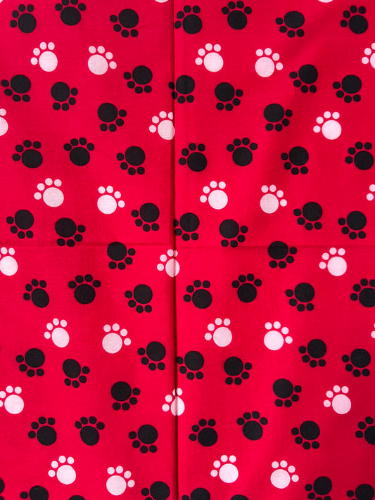 Paw Print Red, Black & White Bandana
