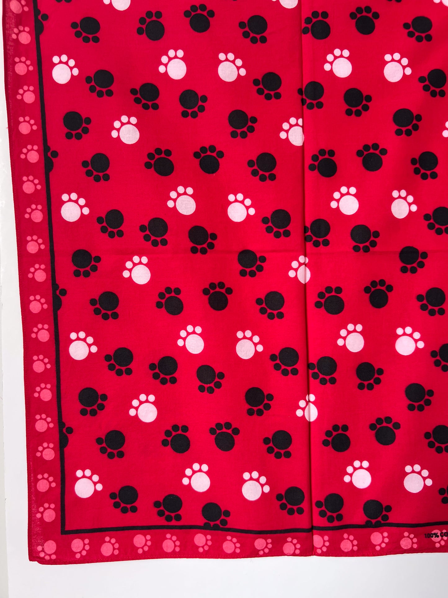 Paw Print Red, Black & White Bandana