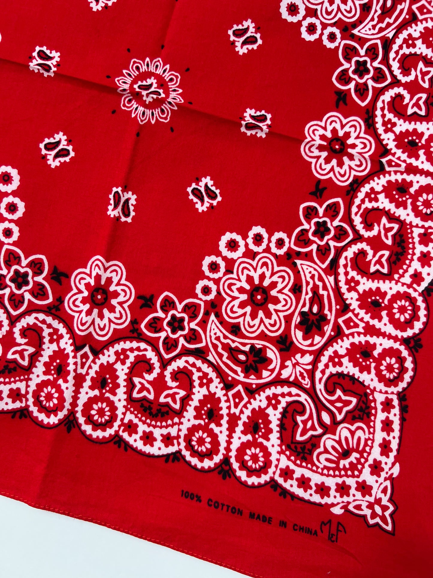 Floral & Paisley Print Red Bandana