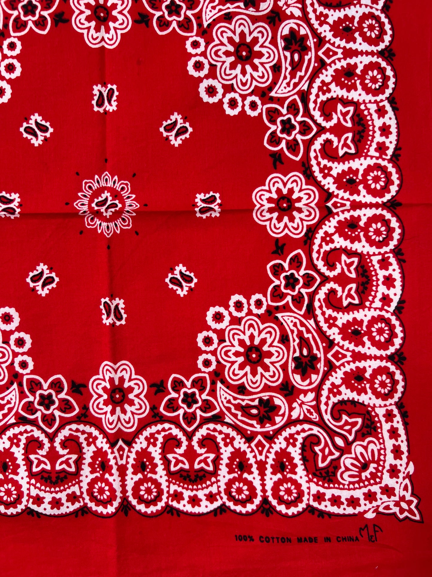 Floral & Paisley Print Red Bandana