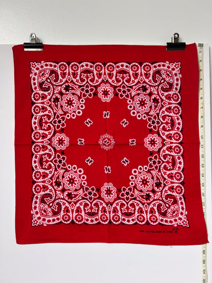 Floral & Paisley Print Red Bandana