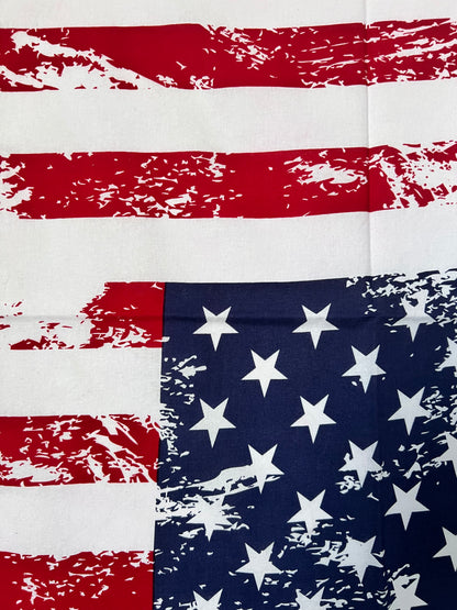 Etched American Flag Red, White & Blue Bandana