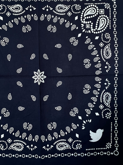 Paisley Shaped Dark Blue Bandana - With Duck Icon
