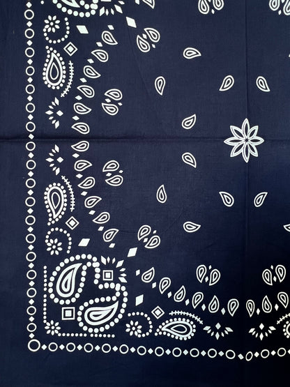 Paisley Shaped Dark Blue Bandana - With Duck Icon