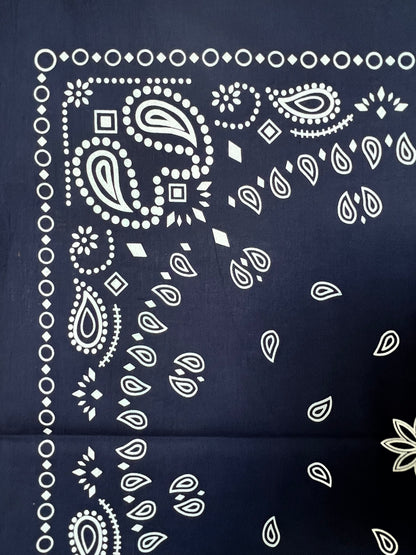 Paisley Shaped Dark Blue Bandana - With Duck Icon