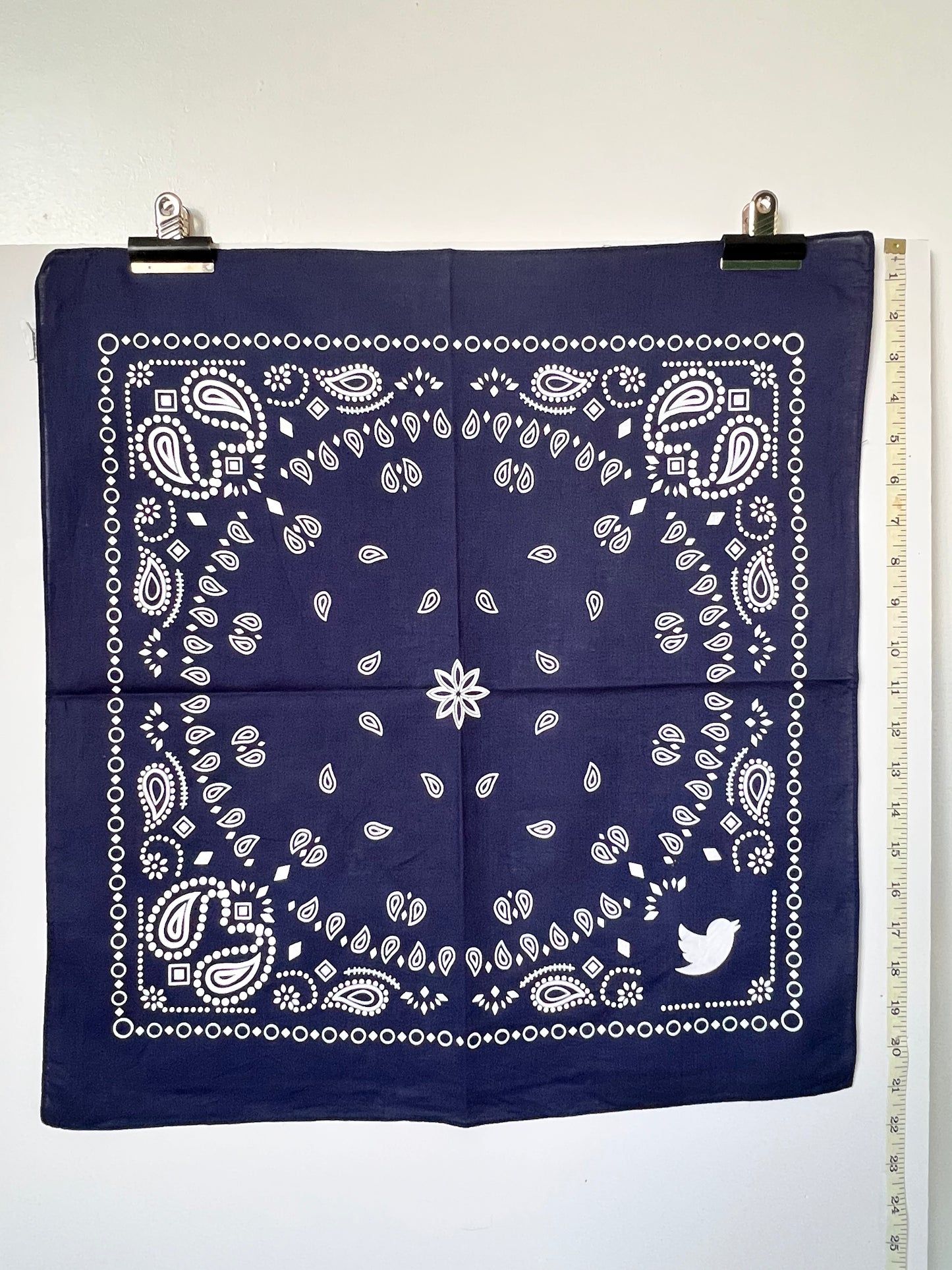 Paisley Shaped Dark Blue Bandana - With Duck Icon