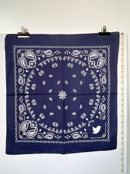 Paisley Shaped Dark Blue Bandana - With Duck Icon
