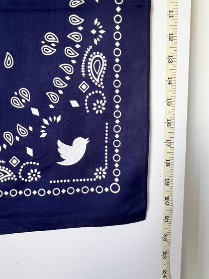 Paisley Shaped Dark Blue Bandana - With Duck Icon