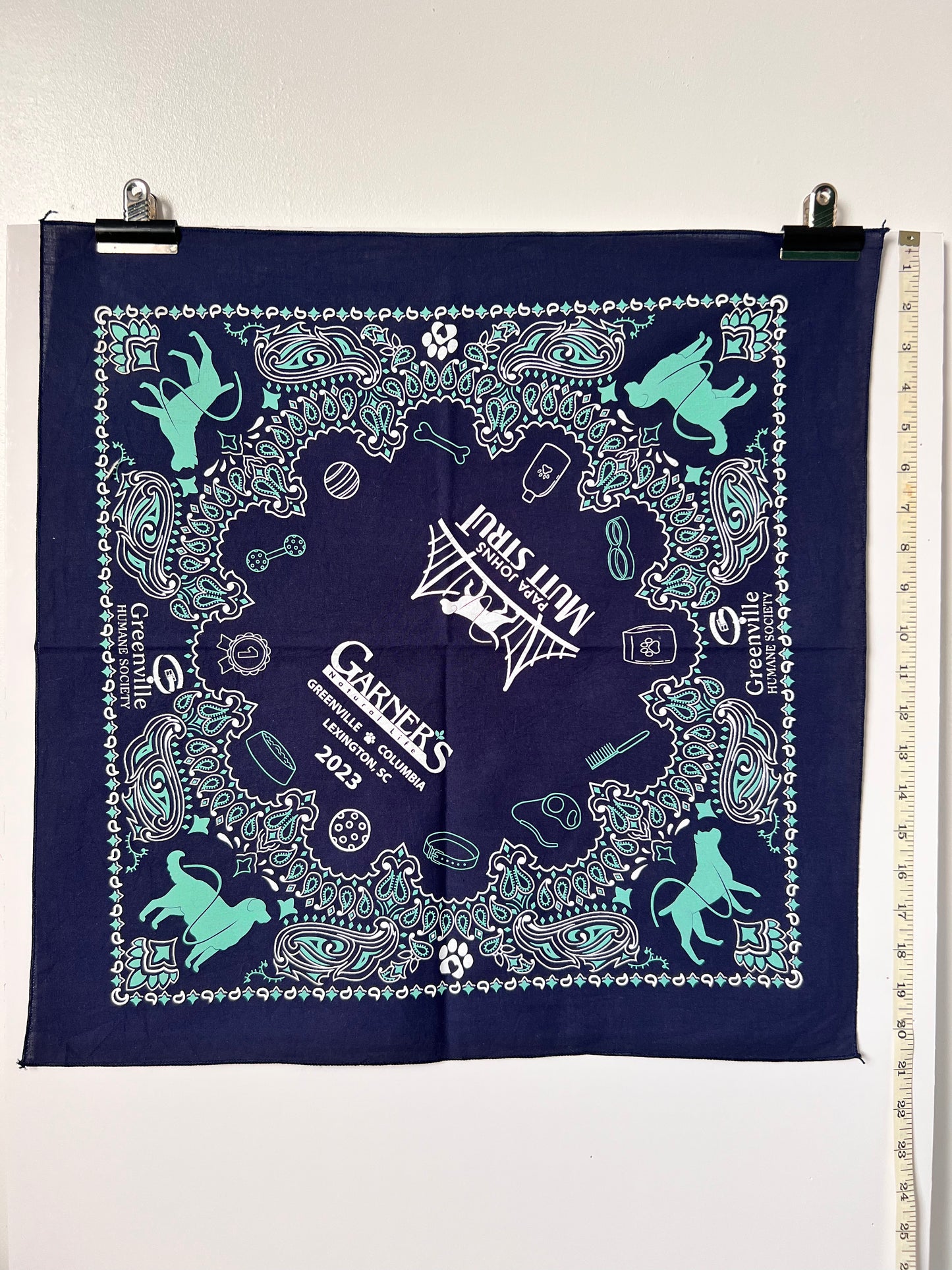 Dog & Paisley Print Blue & Turquoise Bandana