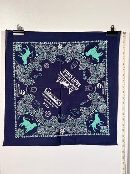 Dog & Paisley Print Blue & Turquoise Bandana