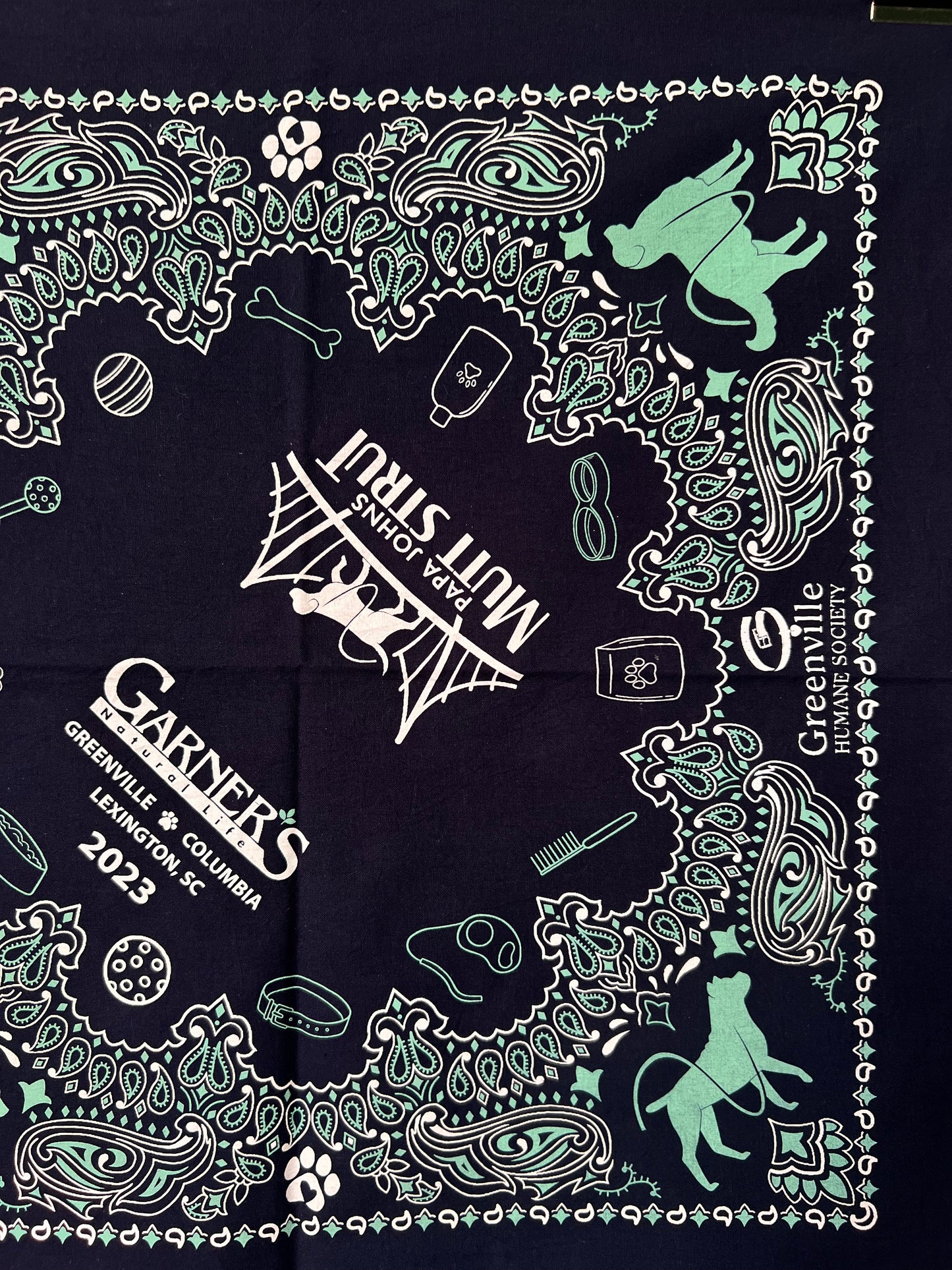 Dog & Paisley Print Blue & Turquoise Bandana