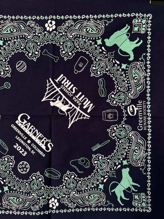 Dog & Paisley Print Blue & Turquoise Bandana