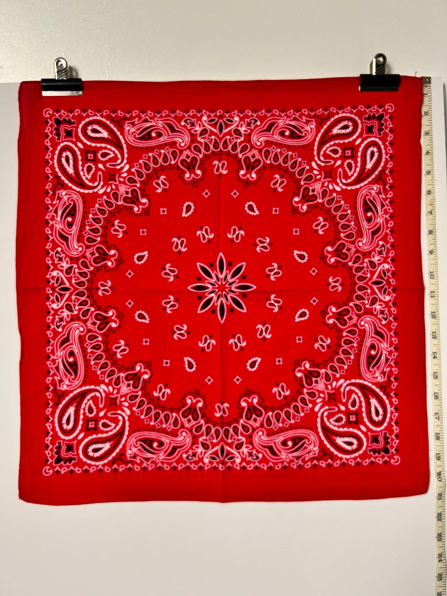 Red, Black & White Paisley Print Bandana