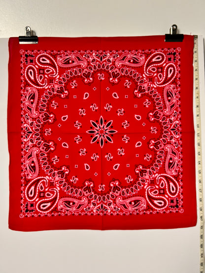 Red, Black & White Paisley Print Bandana
