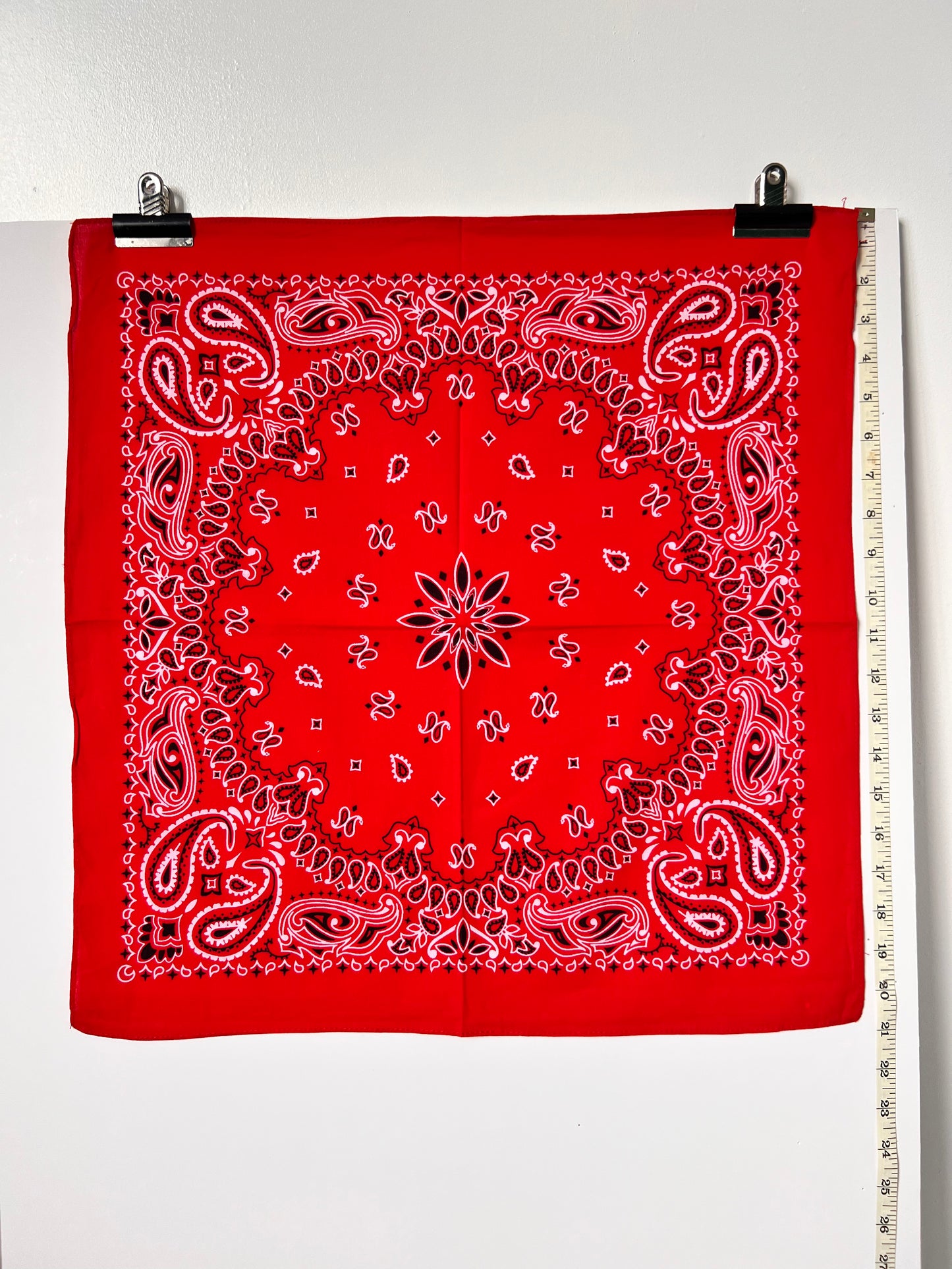Red, Black & White Paisley Print Bandana
