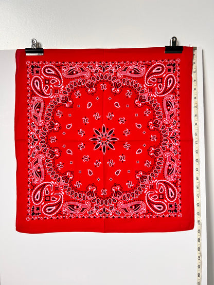 Red, Black & White Paisley Print Bandana