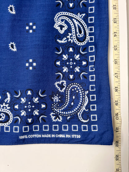 Blue Paisley Print Bandana with Black & White