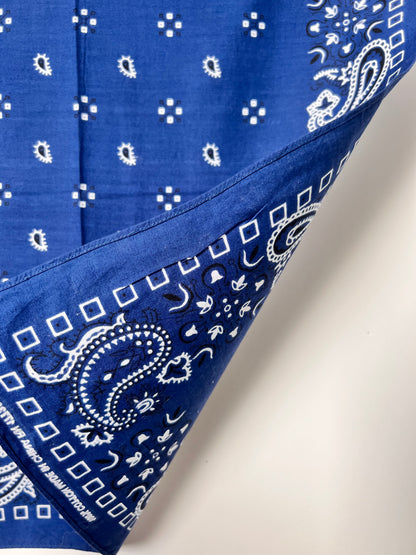 Blue Paisley Print Bandana with Black & White