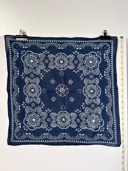Blue & White Paisley & Lotus Style Bandana