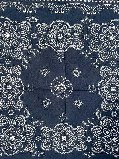 Blue & White Paisley & Lotus Style Bandana