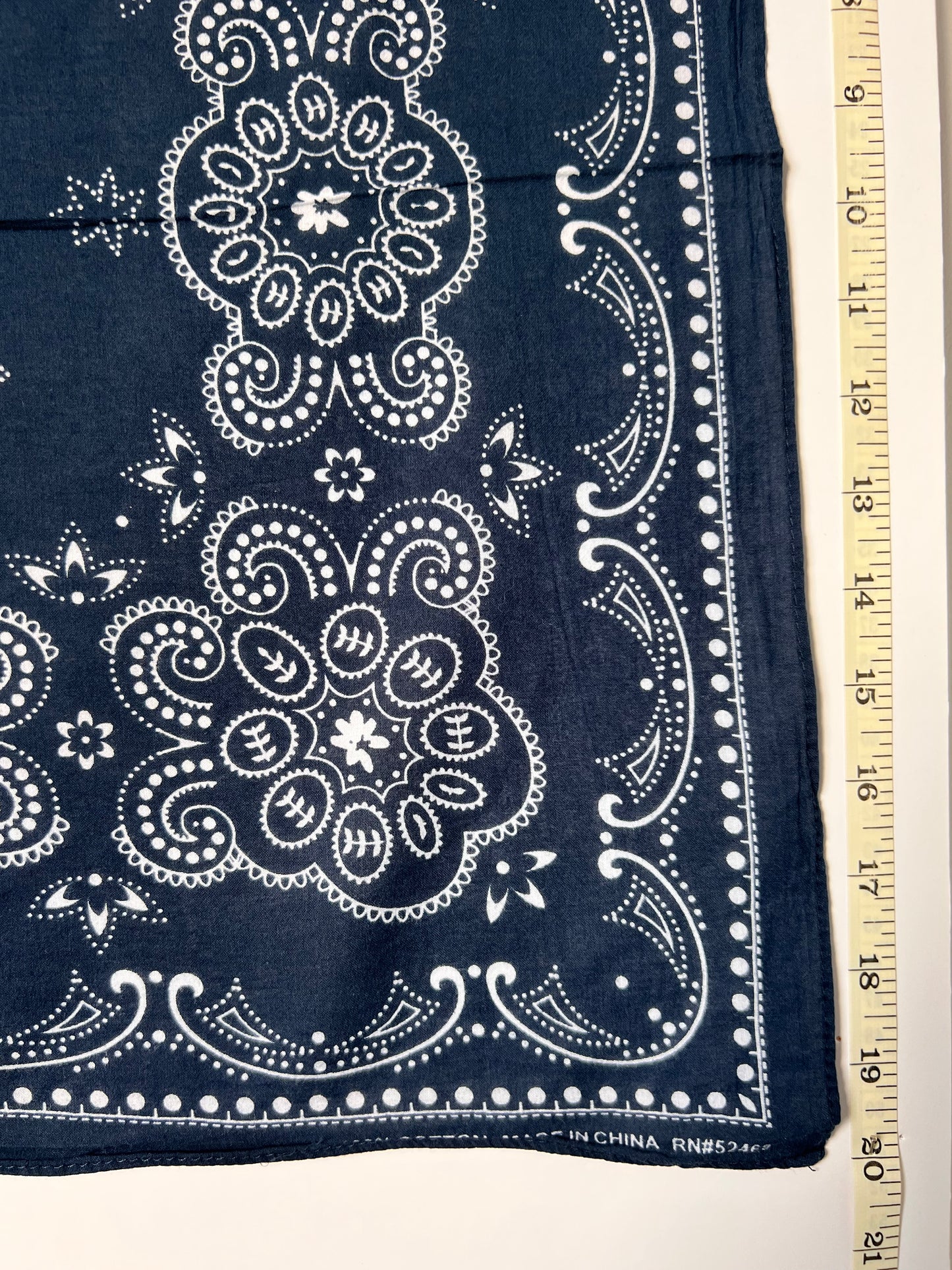 Blue & White Paisley & Lotus Style Bandana