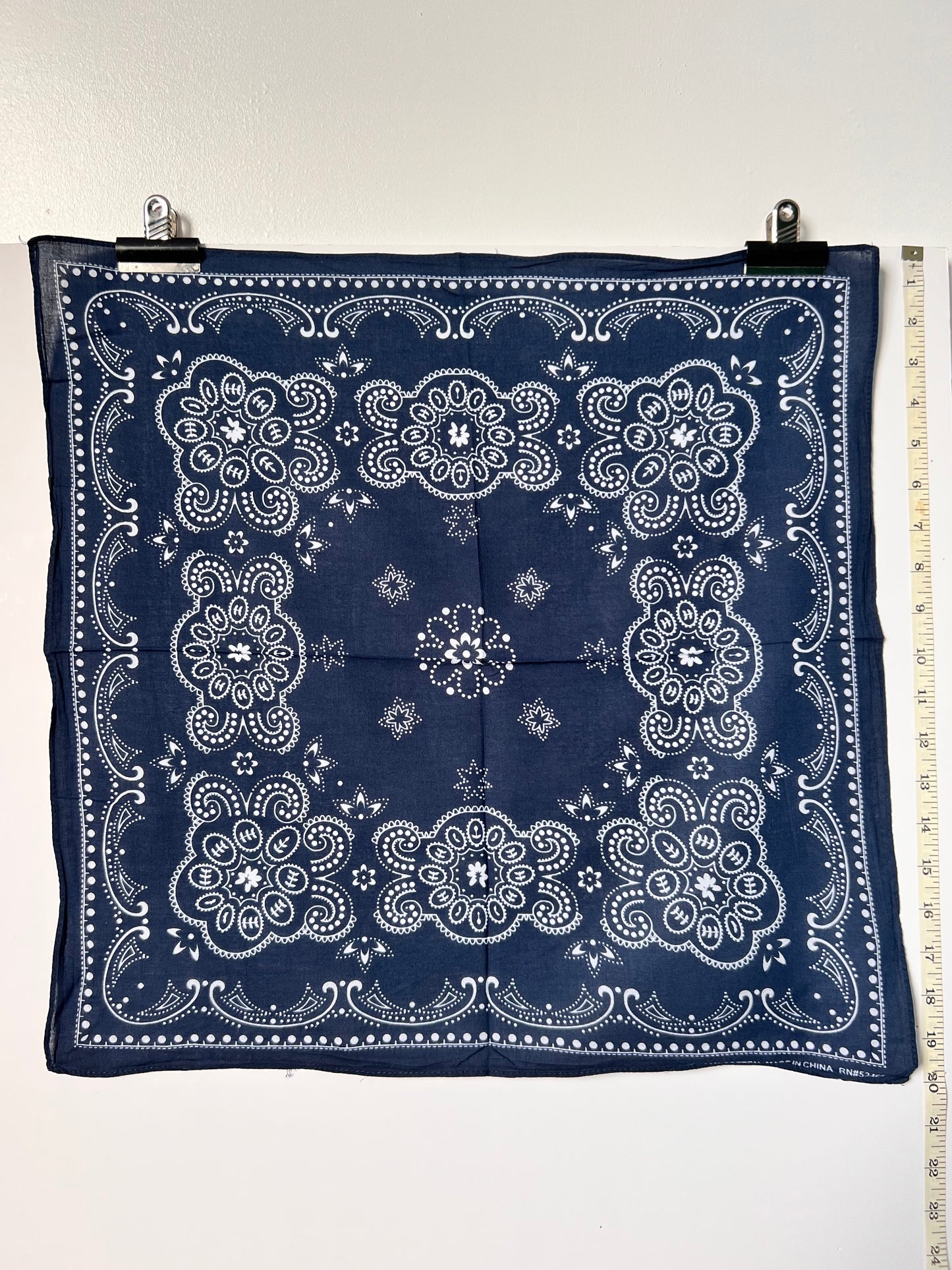 Blue & White Paisley & Lotus Style Bandana