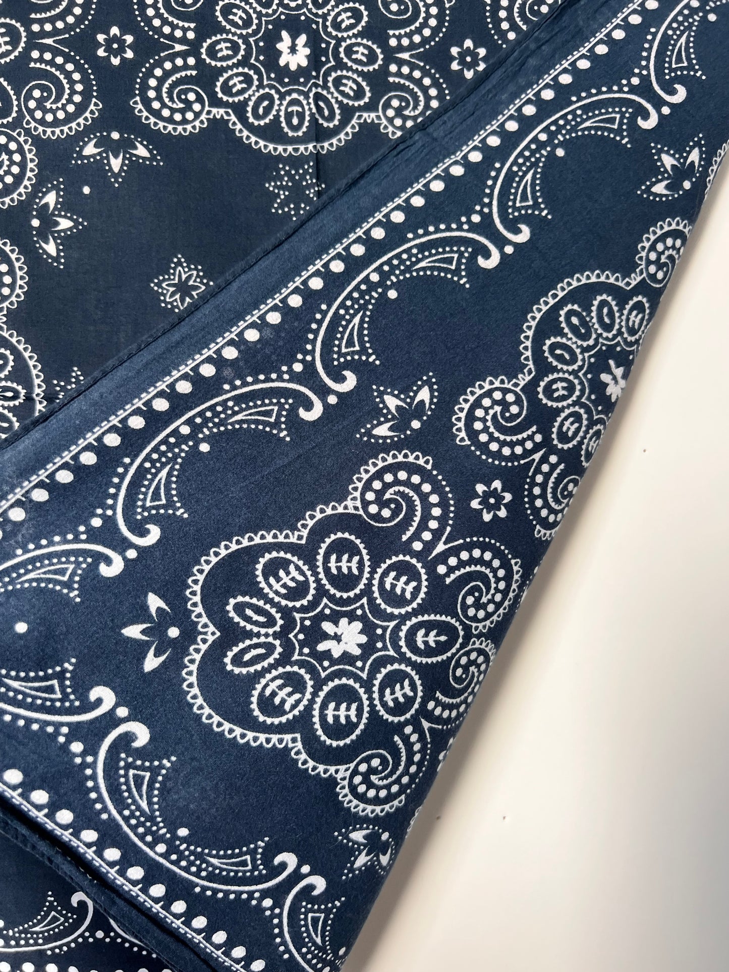 Blue & White Paisley & Lotus Style Bandana