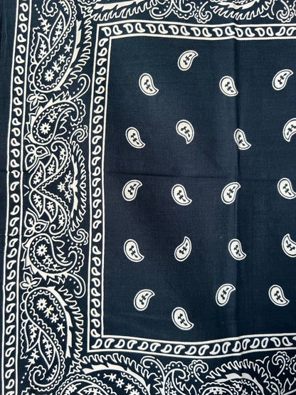 Dark Blue Paisley Border Print Bandana
