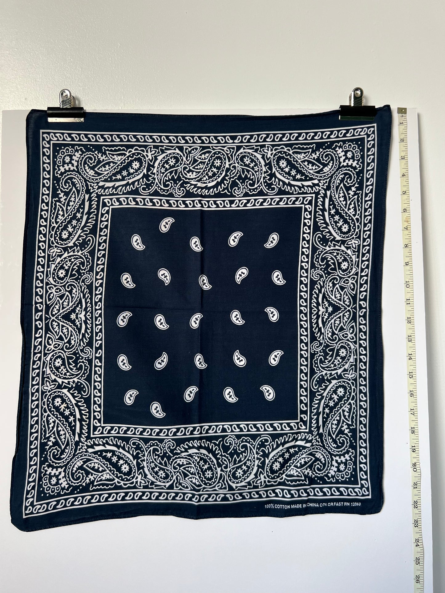 Dark Blue Paisley Border Print Bandana