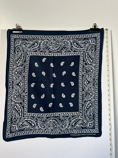 Dark Blue Paisley Border Print Bandana