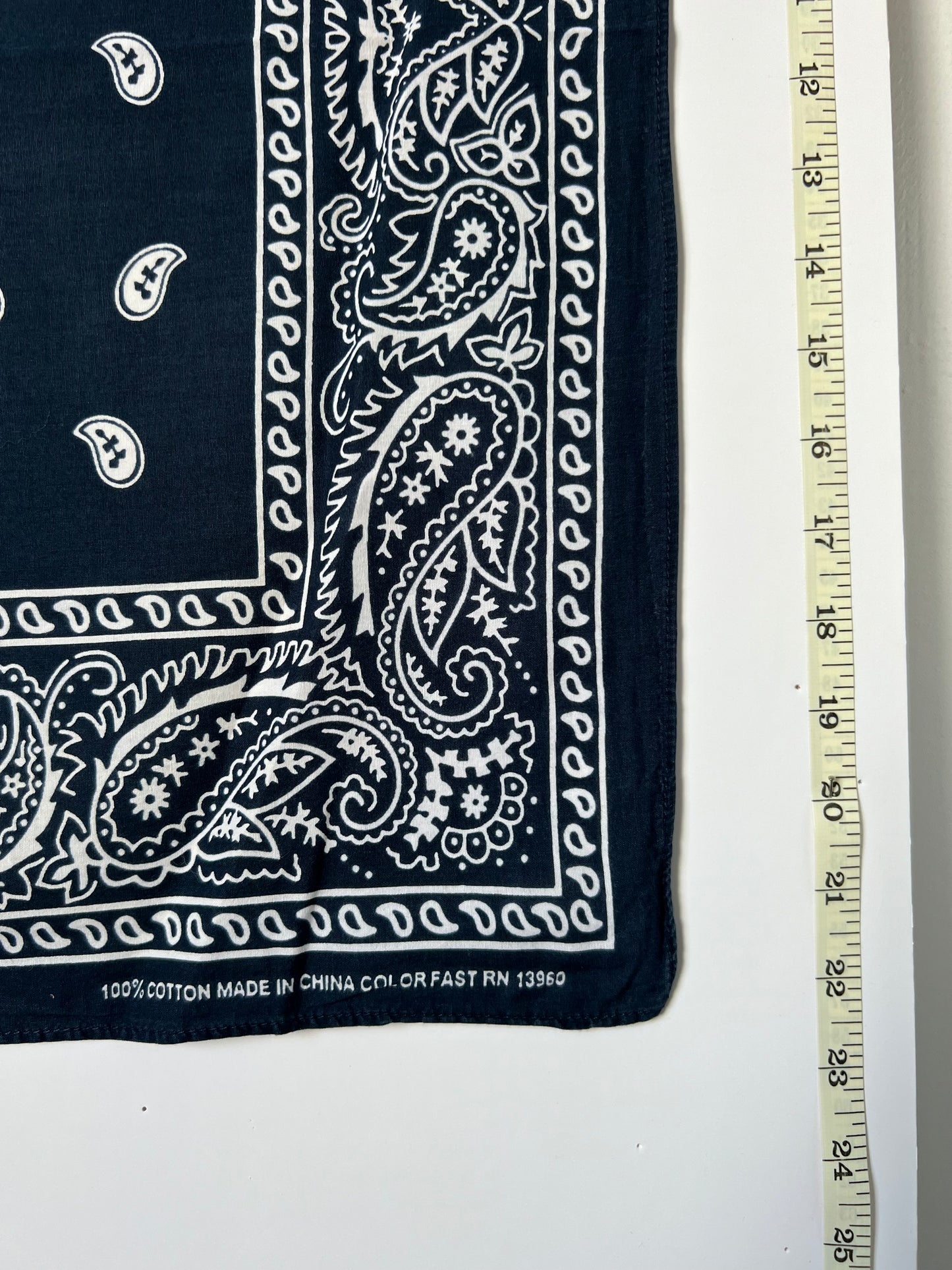 Dark Blue Paisley Border Print Bandana