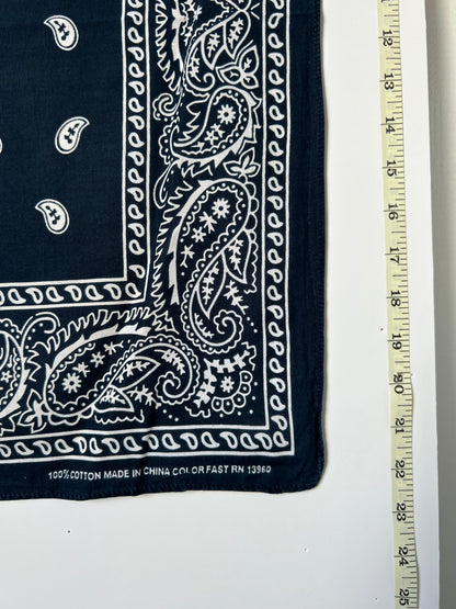 Dark Blue Paisley Border Print Bandana