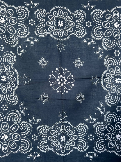 Dark Blue Paisley Border Print Bandana