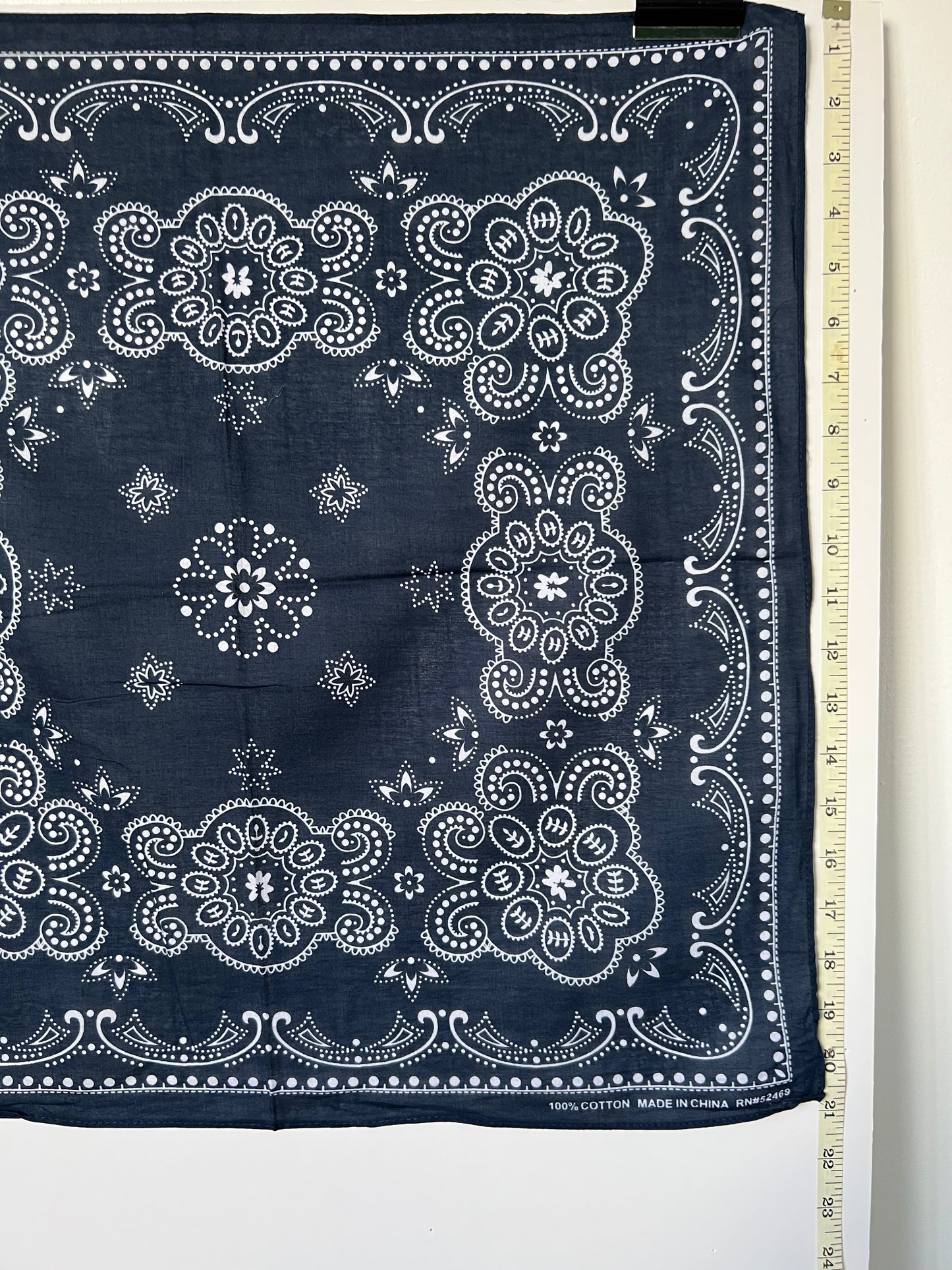 Dark Blue Paisley Border Print Bandana