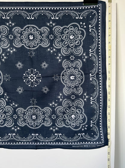 Dark Blue Paisley Border Print Bandana