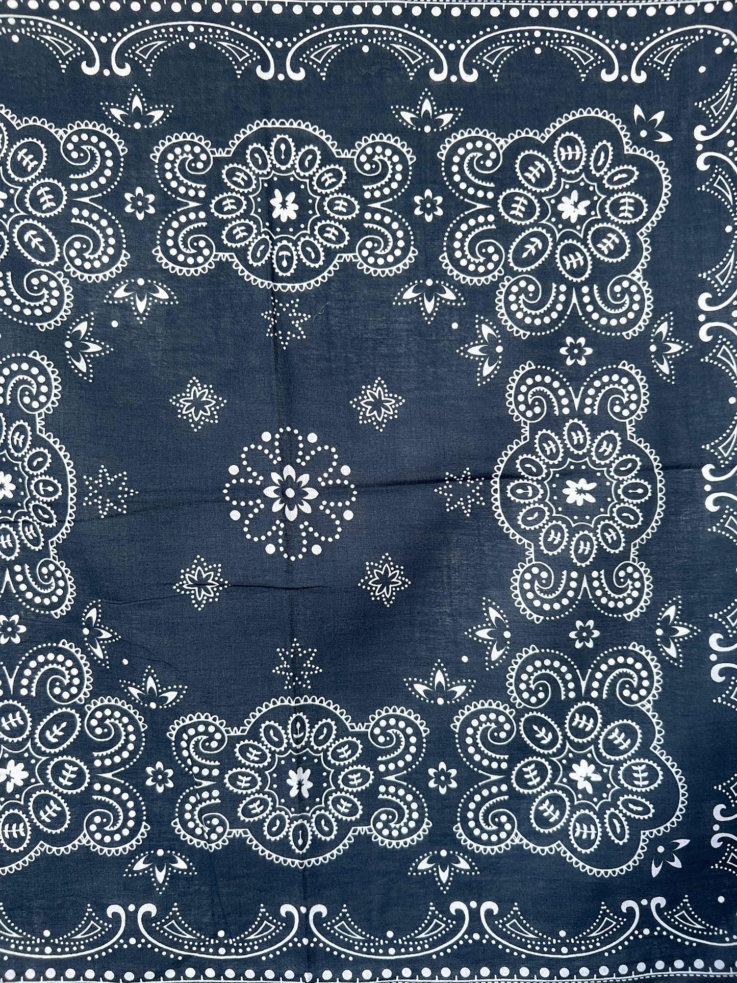 Dark Blue Paisley Border Print Bandana