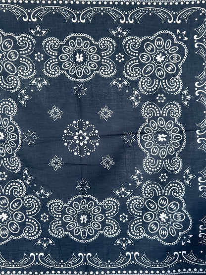 Dark Blue Paisley Border Print Bandana