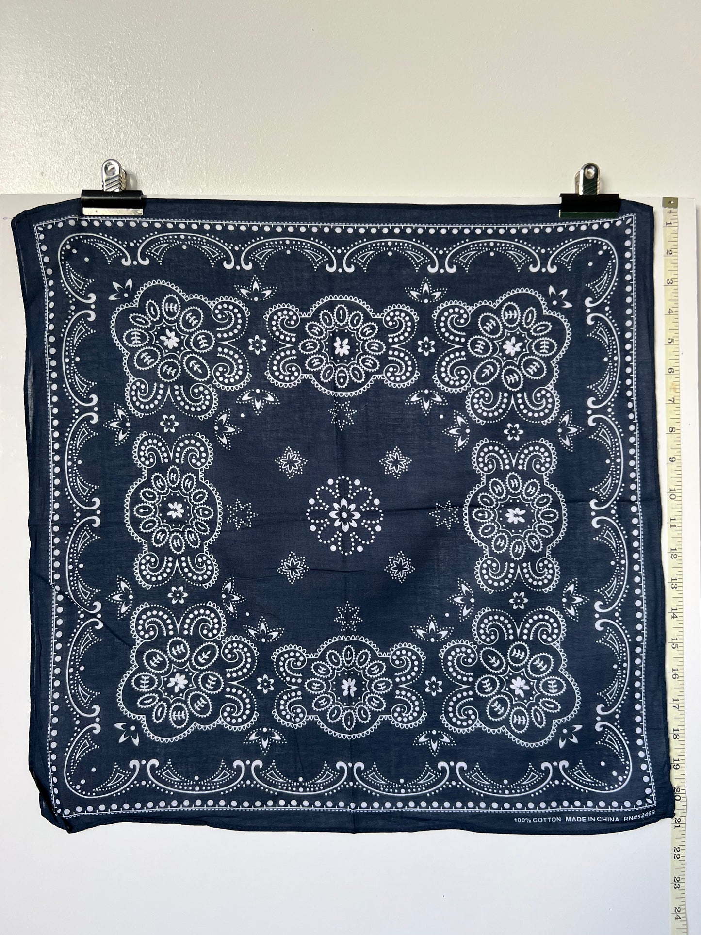Dark Blue Paisley Border Print Bandana