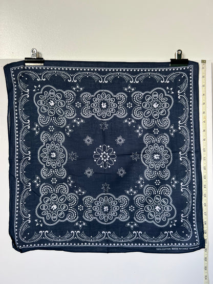 Dark Blue Paisley Border Print Bandana