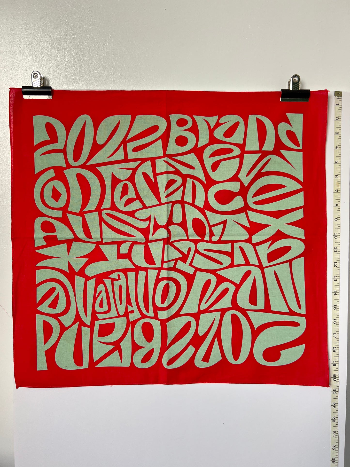 Red & Turquoise Font Print Bandana