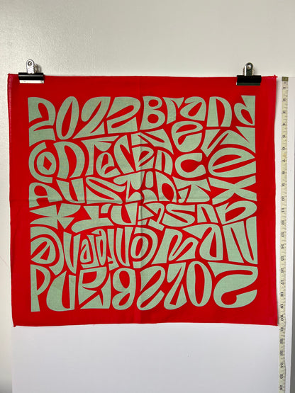 Red & Turquoise Font Print Bandana