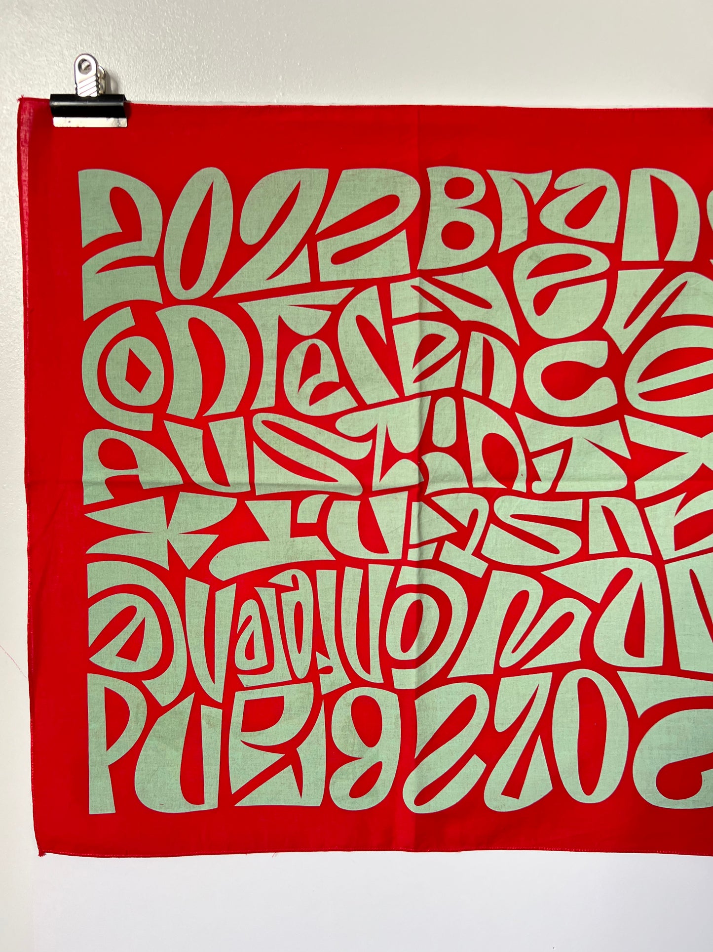 Red & Turquoise Font Print Bandana