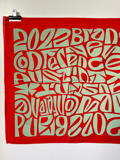 Red & Turquoise Font Print Bandana
